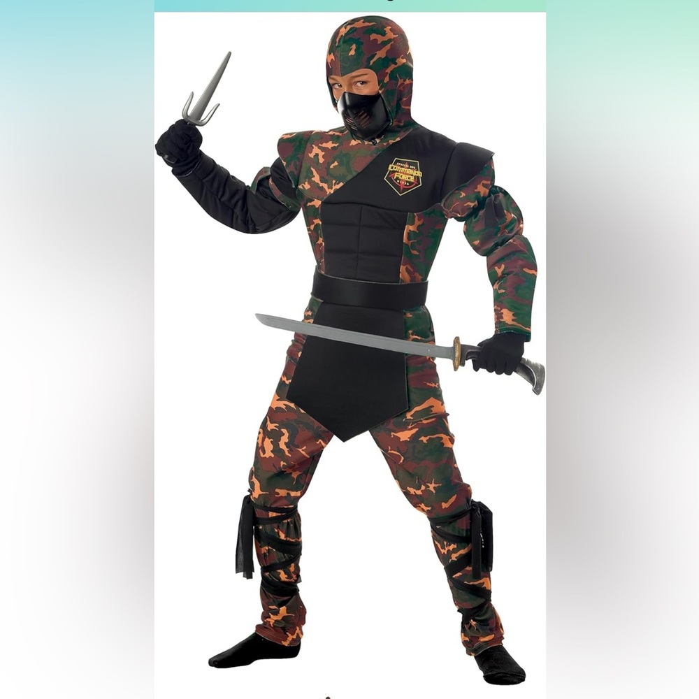 California Costumes Camouflage Special Ops Ninja Costume with NWT Gloves, Kids M